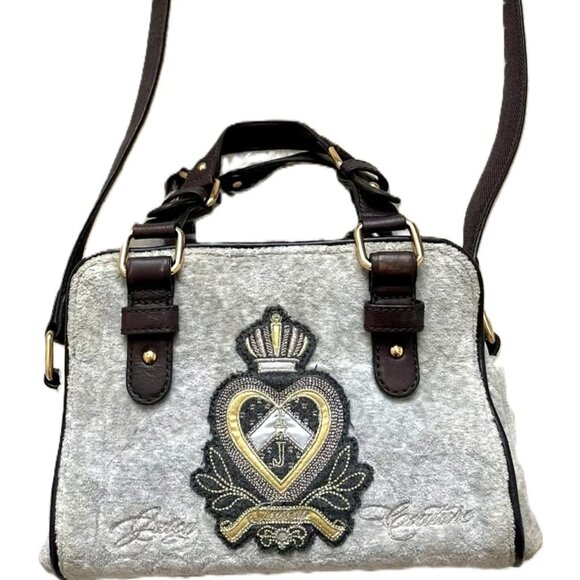 Handbags - Vintage Juicy Couture Velour Messenger Bag Purse Crossbody Heart Crest Excellent